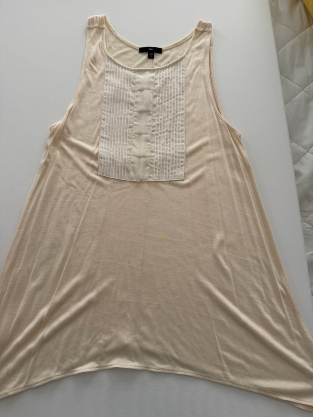 GAP Cream Pintuck Front Tank Top